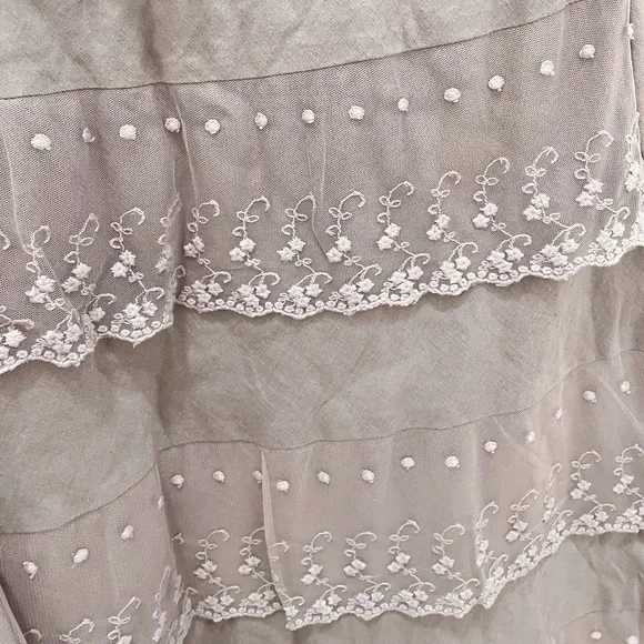 Gray Linen and Lace Sundance Ankle Length Dress - 12 - Picture 6 of 7